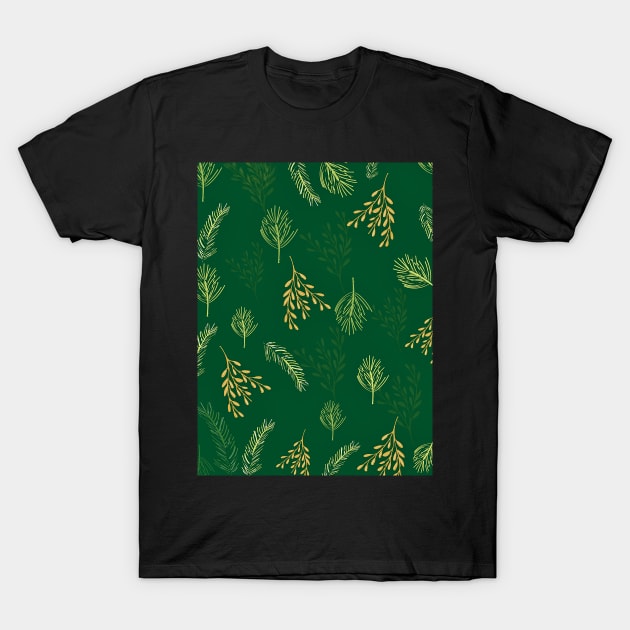 Green Festive Leaf Design for Christmas and Seasonal Holidays T-Shirt by Ric1926